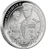 Portraits of Power - Elizabeth II & Charles III 2025 1oz Silver Proof Coin