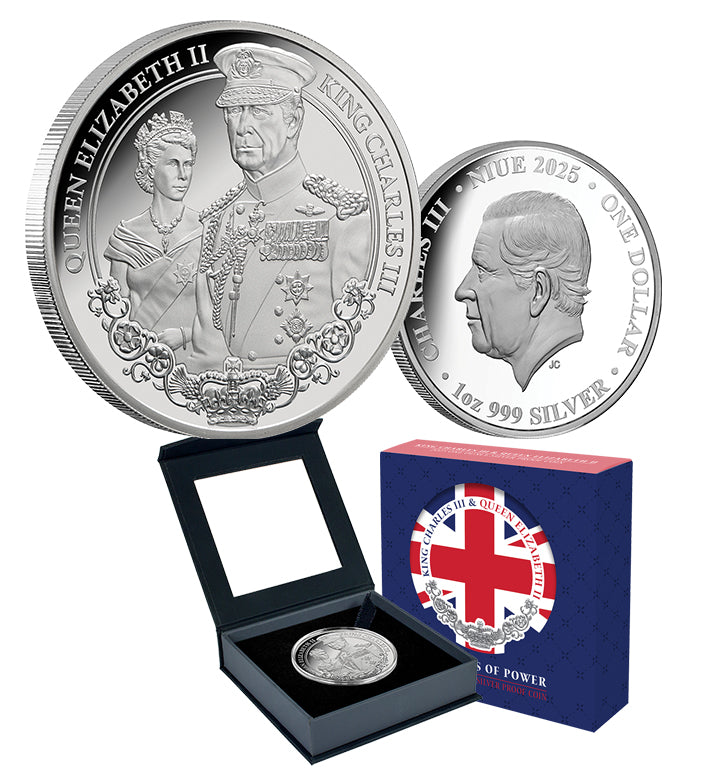 Portraits of Power - Elizabeth II & Charles III 2025 1oz Silver Proof Coin