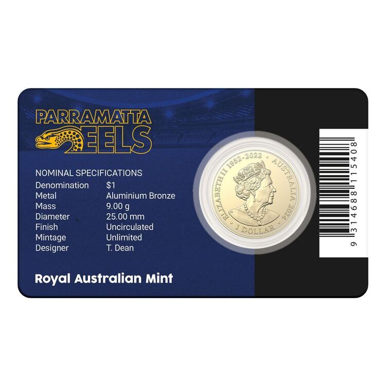 2024 $1 NRL Parramatta Eels Team Uncirculated Coin Card
