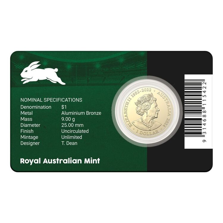 2024 $1 NRL South Sydney Rabbitohs Team Uncirculated Coin Card