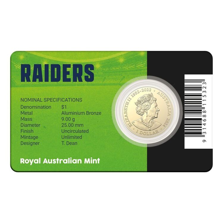2024 $1 NRL Canberra Raiders Team Uncirculated Coin Card