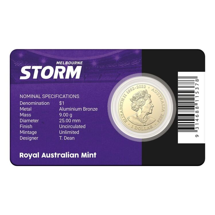2024 $1 NRL Melbourne Storm Team Uncirculated Coin Card