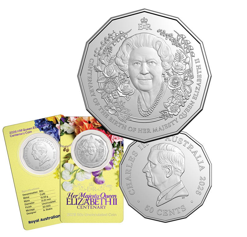 2026 50c Centenary of the Birth of Queen Elizabeth II Unc Coin Card