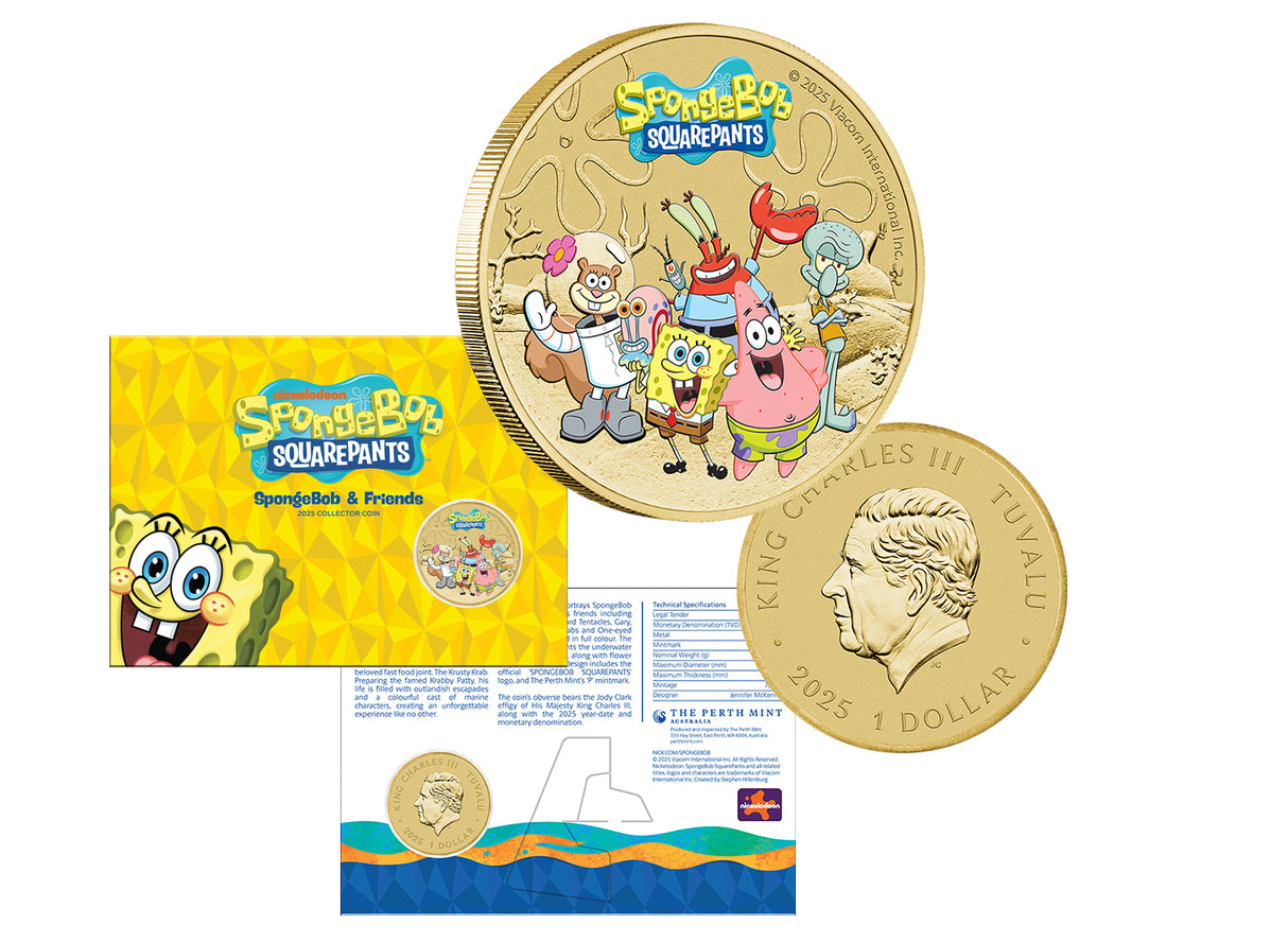 Spongebob & Friends 2025 $1 Coloured Collector Coin in Card
