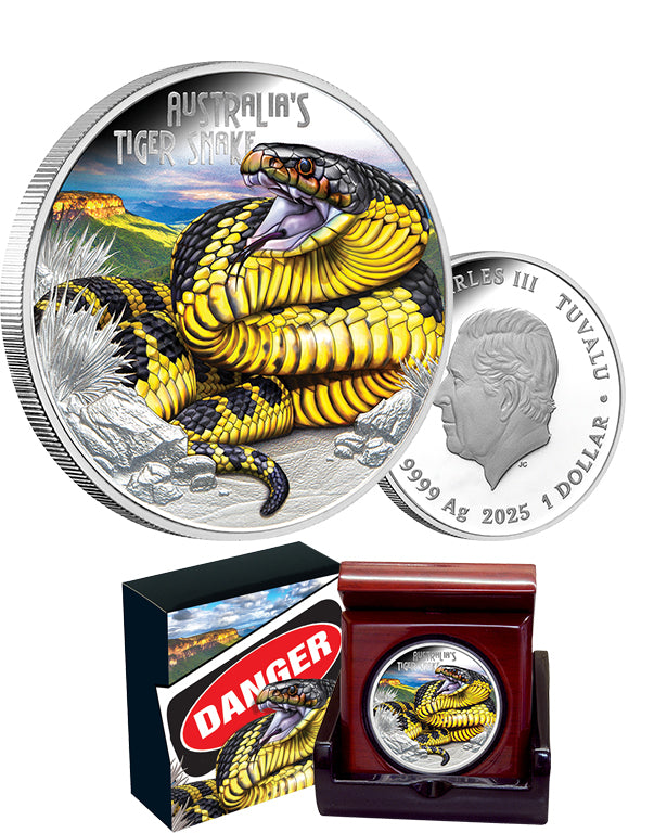 Deadly & Dangerous 2025 Tiger Snake 1oz Silver Proof Coin