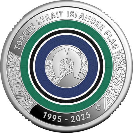 30th Anniversary of the Torres Strait Islander Flag 2025 $2 C Mintmark Coloured Fine Silver Proof Coin